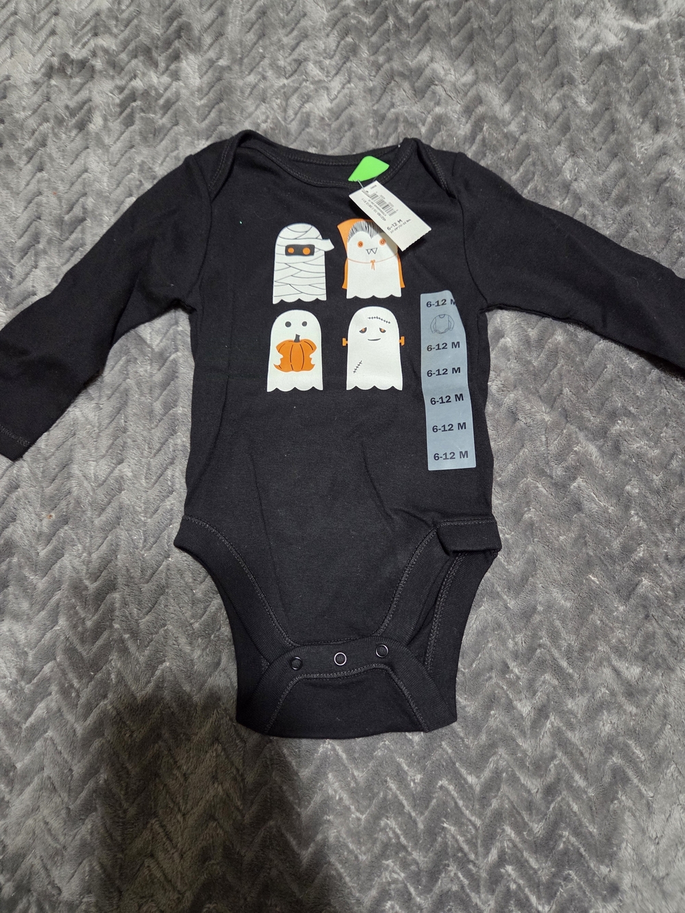 Old Navy Black Long-Sleeve Baby One-Piece with Halloween Ghosts